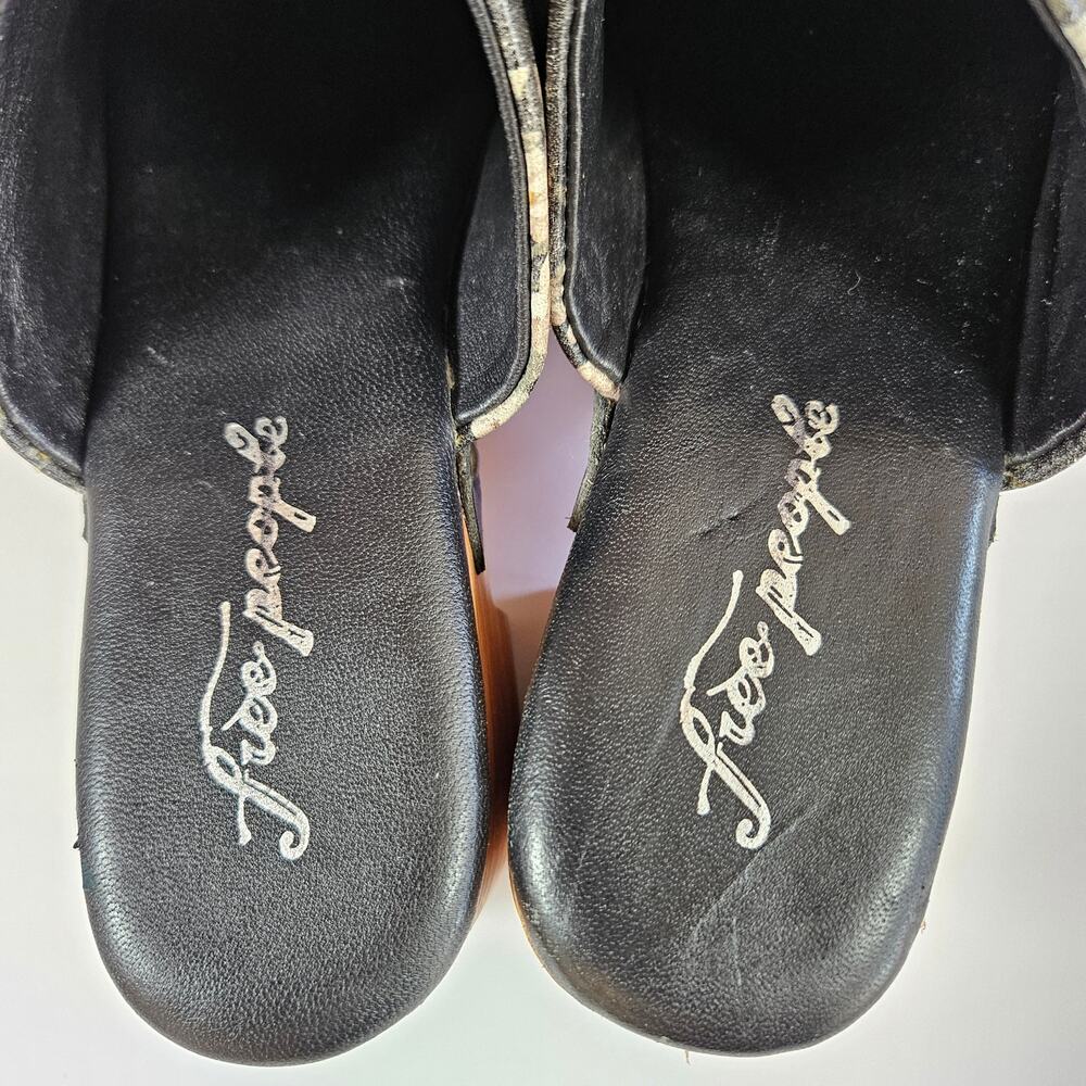 Free People Calabasas Clogs Womens EU 39 Black Floral Leather Wood Heel - Picture 10 of 11